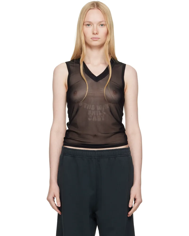Maison Margiela Black Elastic Jersey Mesh Tank Top 900