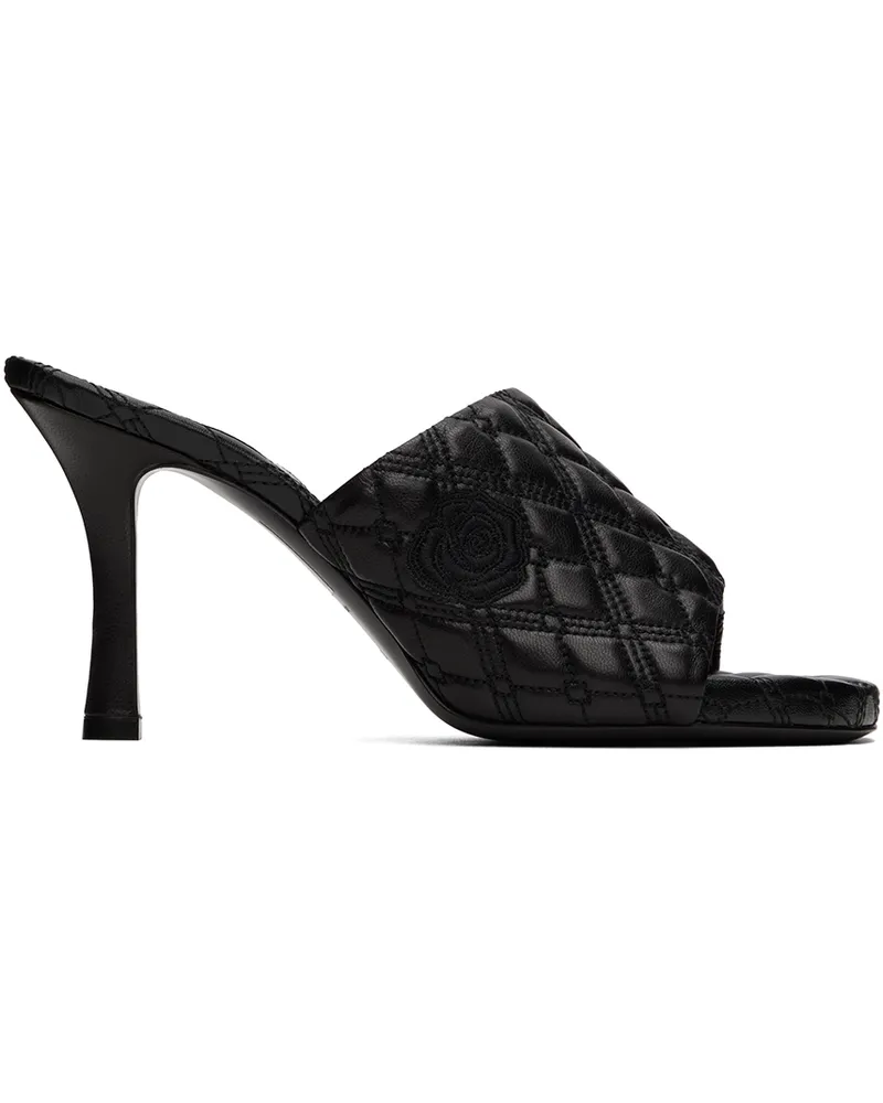 Burberry Black Leather Quilt Mules Black