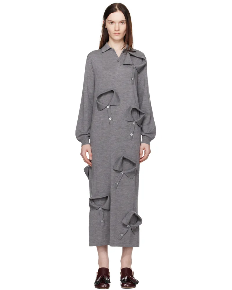 Moschino Gray Multi Collars Knitted Maxi Dress 0485