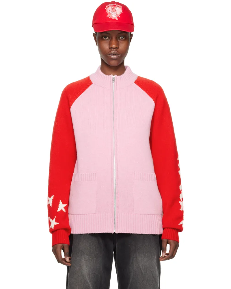 WE 11 DONE Pink & Red Zip Jacket Light