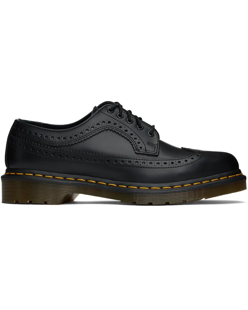Dr.Martens Black 3989 Yellow Stitch Smooth Leather Brogues Black