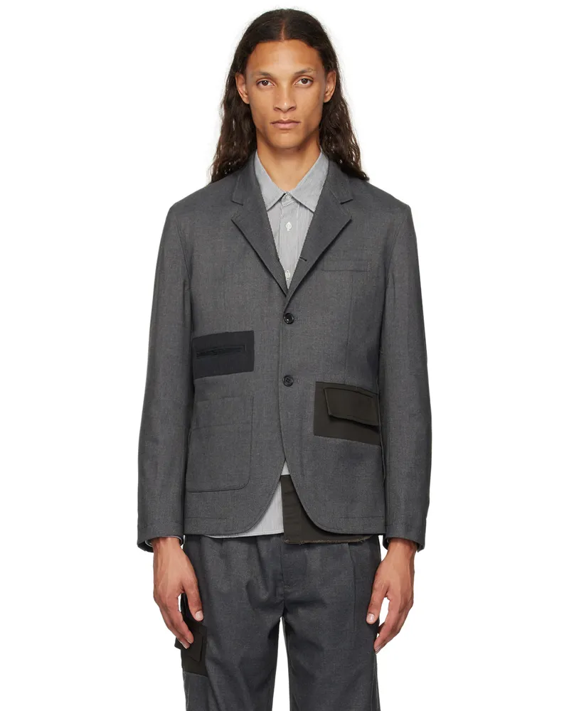 Undercover Gray Paneled Blazer T.charcoal