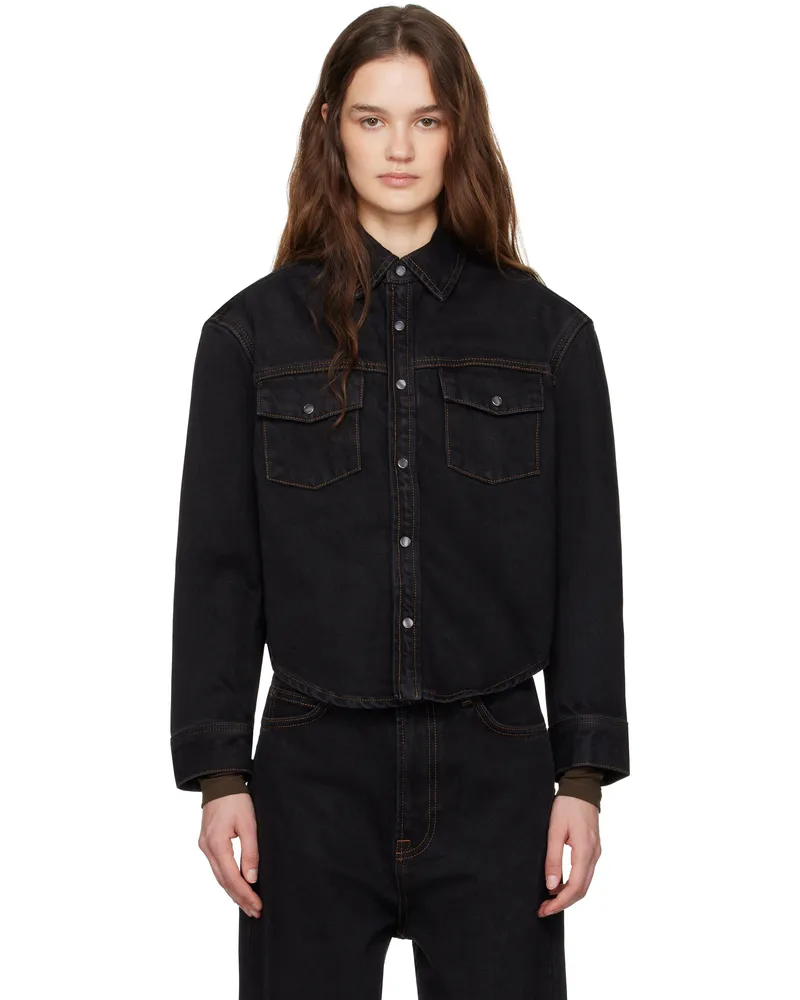 WARDROBE.NYC Black Denim Shirt Jacket Black