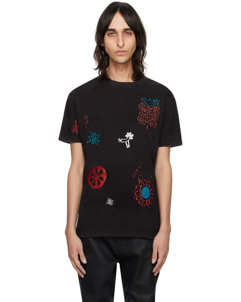 Andersson Bell Black March Embroidery T-Shirt Black