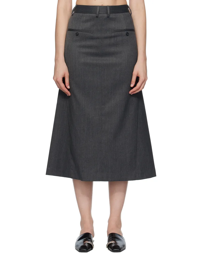 Maison Margiela Gray Tailored Midi Skirt 860m