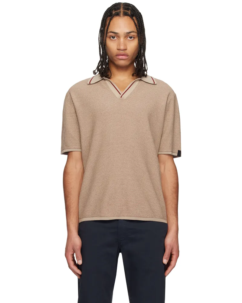 Rag & Bone Taupe Harvey Jonny Collar Polo Desert