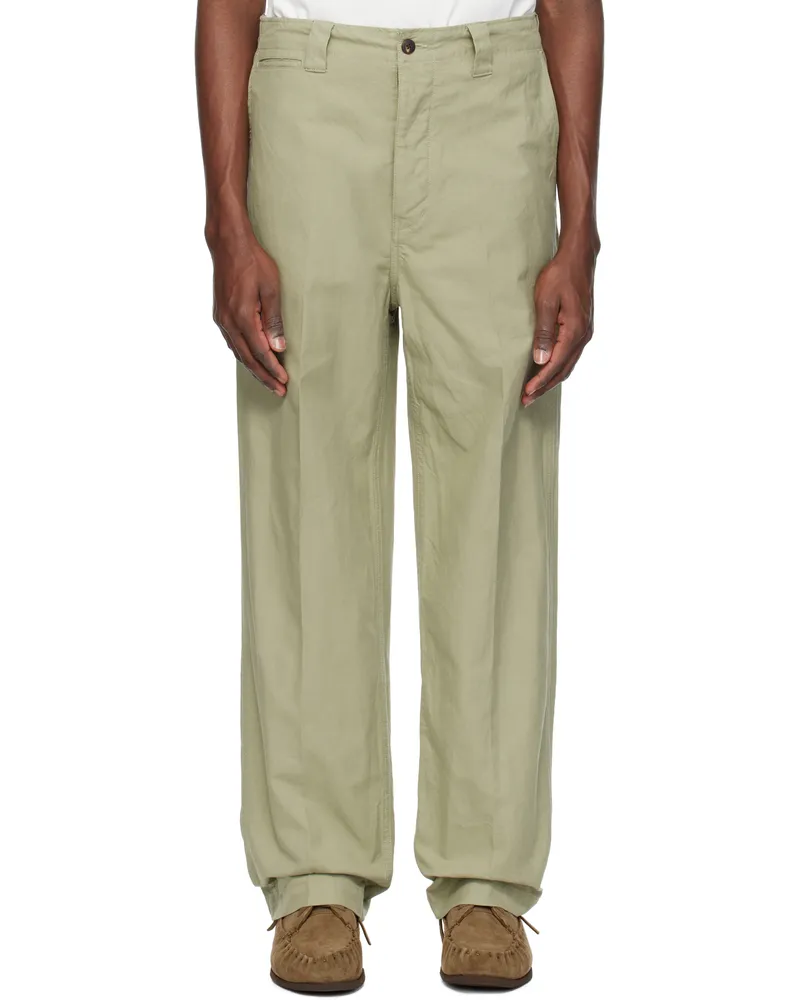 Visvim Green Wide Chino Trousers Lt.green