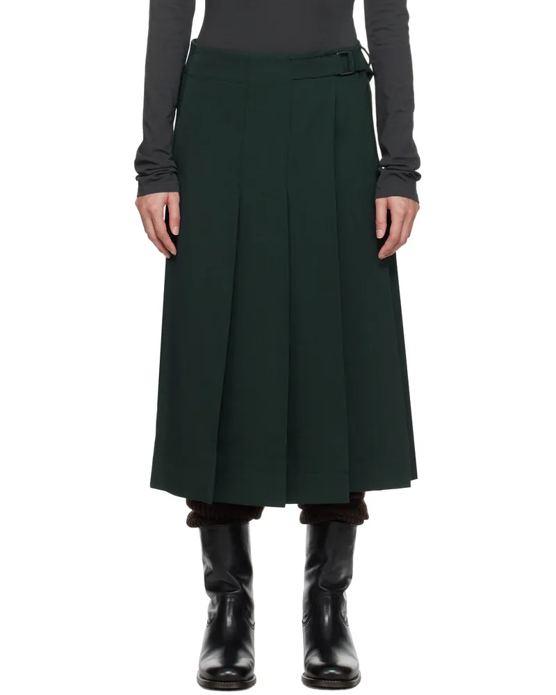 Christophe Lemaire Black Pleated Wrap Midi Skirt Bk997