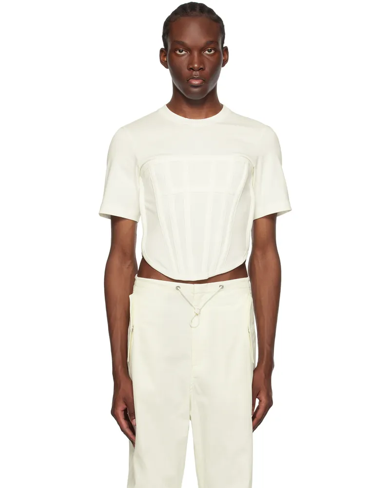 Dion Lee White Corset T-Shirt Ivory