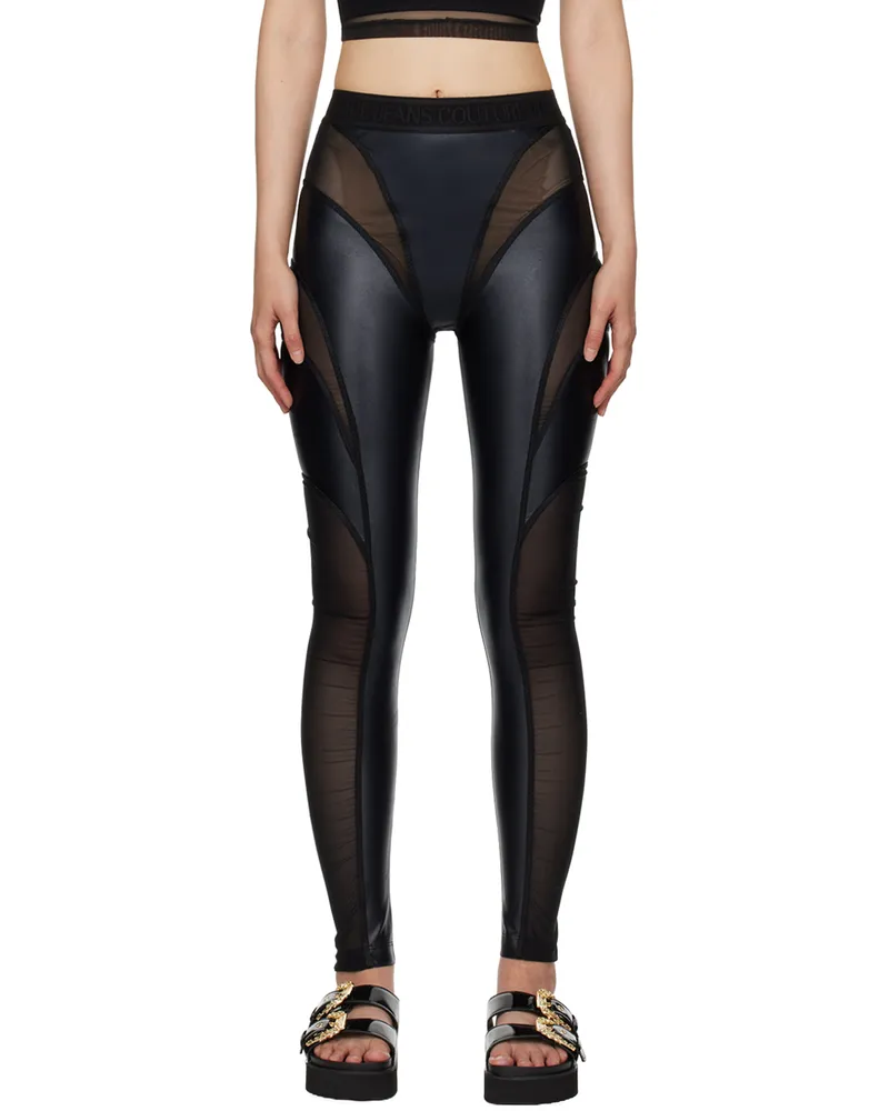 Versace Jeans Black Cutout Tape Leggings E899