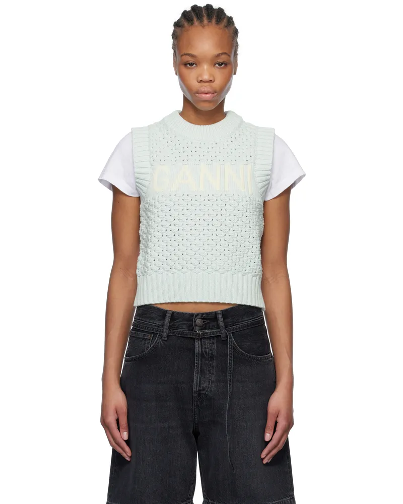 Ganni Blue Textured Cotton Vest 628