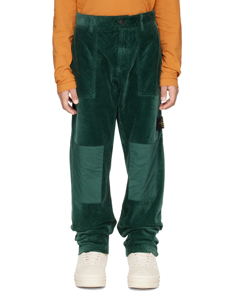 Stone Island Kids Green Paneled Trousers V0053
