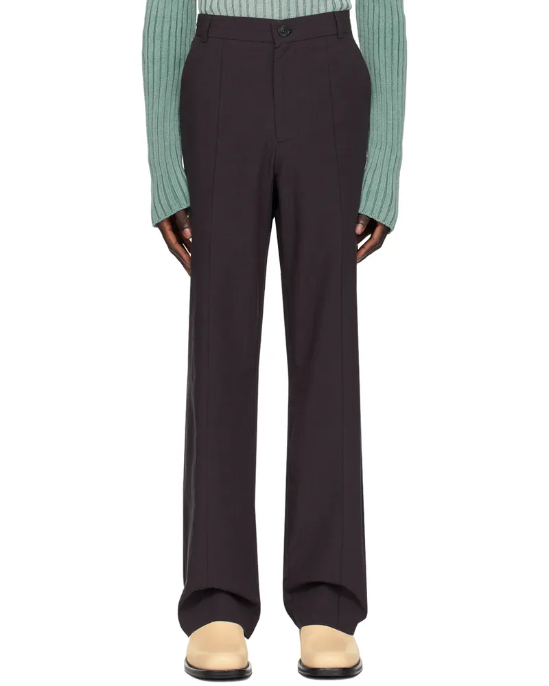 Edward Cuming Brown & Navy Pinched Seam Trousers Navy-brown