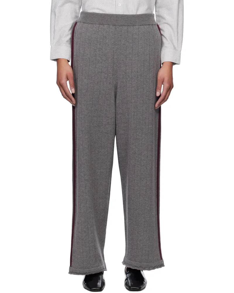 CORDERA Gray Merino Pointelle Trousers Grey
