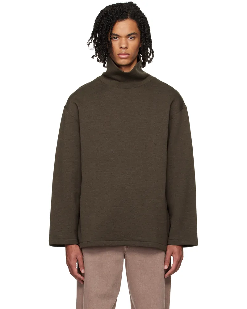 Christophe Lemaire Brown Mock Neck Sweatshirt Br494