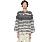 Gray & White Striped Sweater