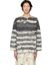 VITELLI Gray & White Striped Sweater Smoke