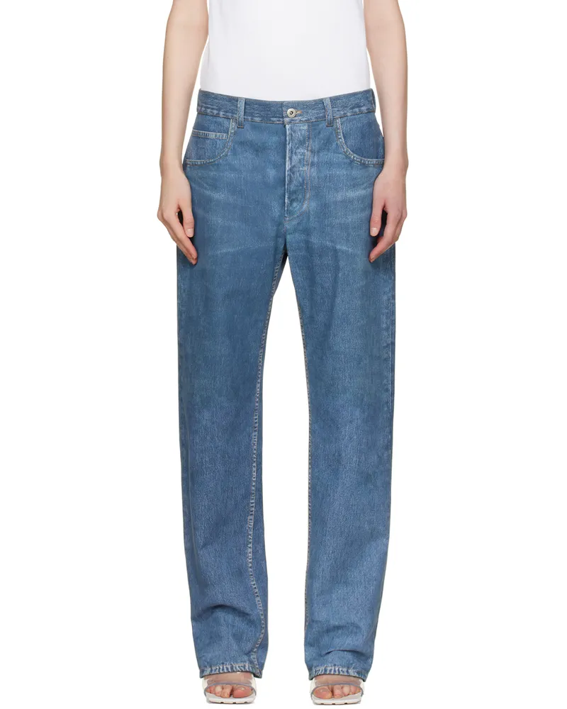 Bottega Veneta Blue Printed Leather Pants 4600