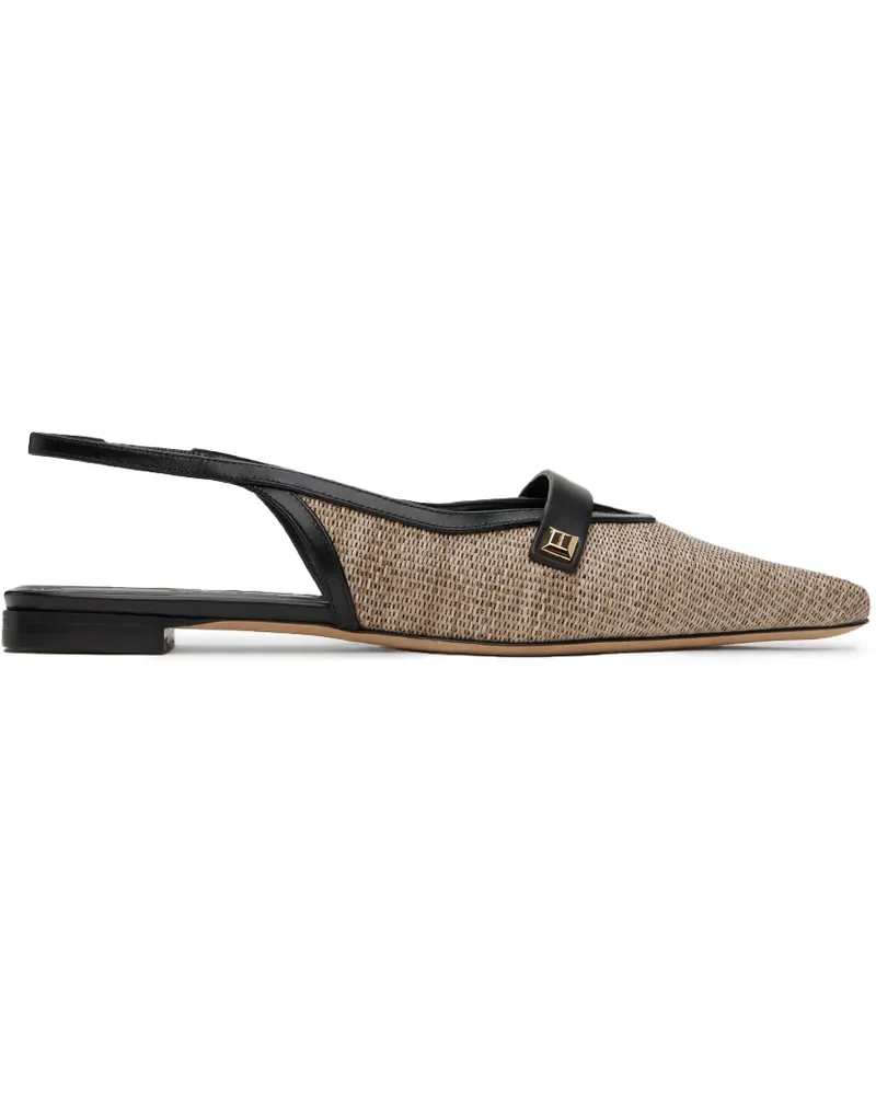 Max Mara Beige & Black Leather Ballerina Flats 1
