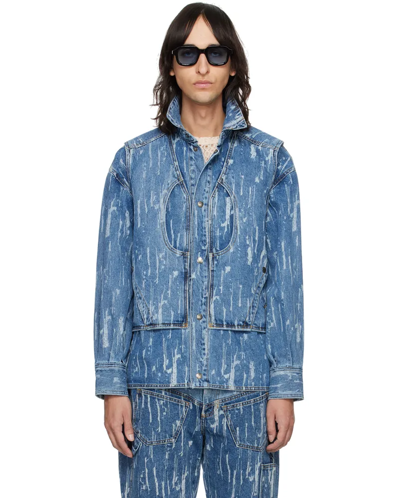 Andersson Bell Blue Layered Denim Jacket Blue