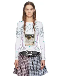 CHOPOVA LOWENA White Kitty Beaded Long Sleeve T-Shirt White