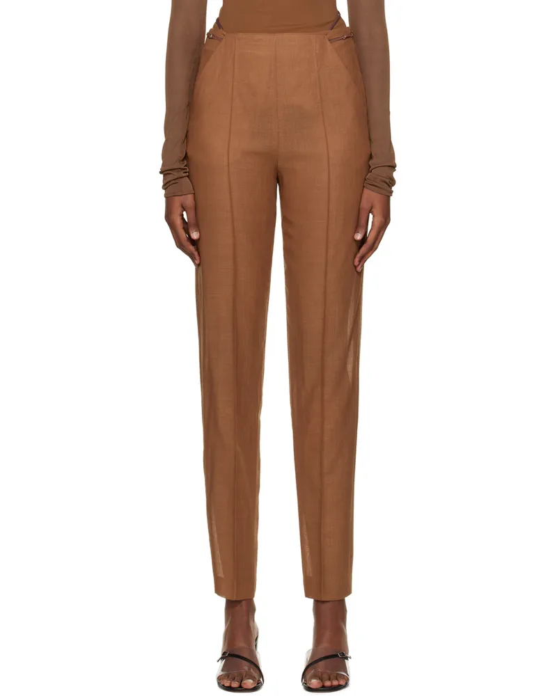 Nensi Dojaka Brown Tailored Trousers Caraml
