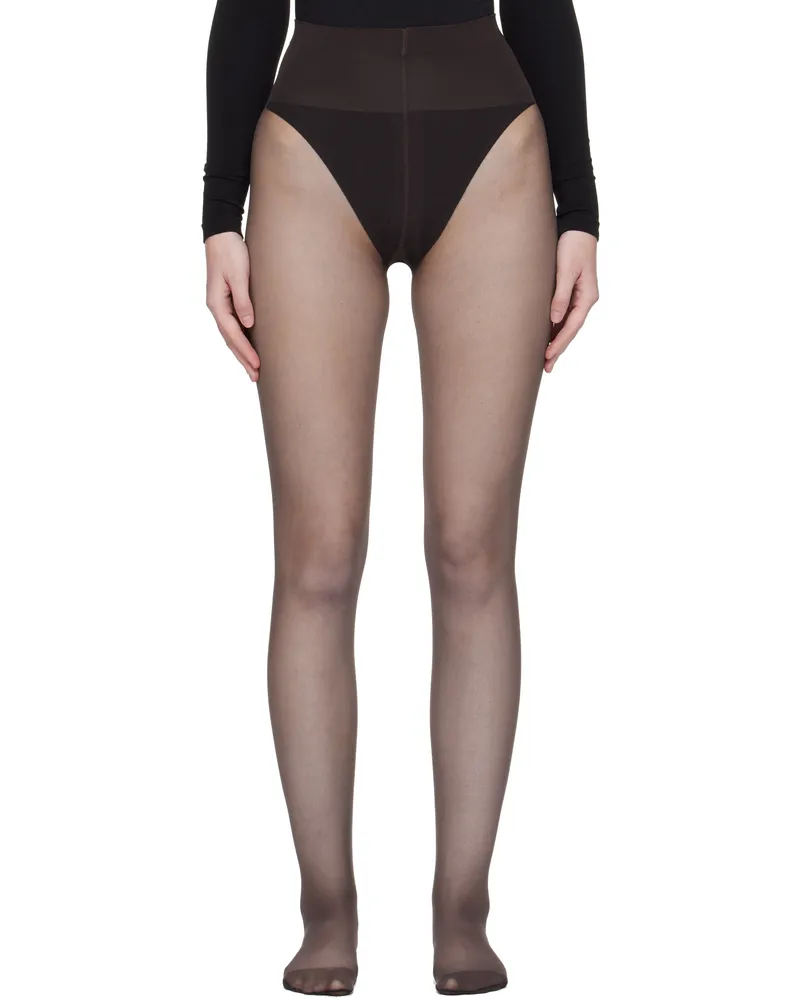 Wolford Brown Individual 10 Back Seam Tights 4870
