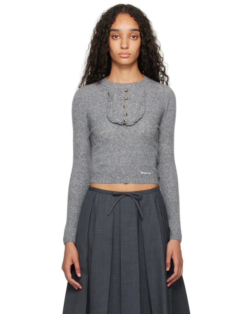 SHUSHU/TONG Gray Round-Neck Knit Sweater Gr100