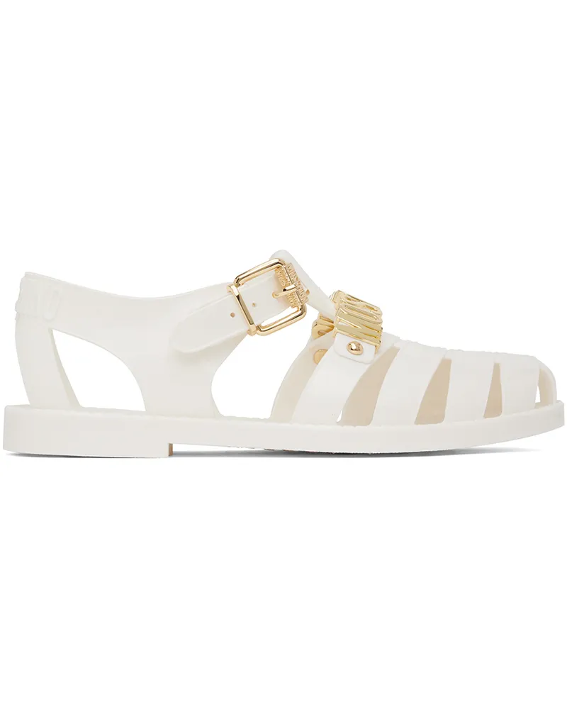 Moschino White Jelly Lettering Logo Sandals 100