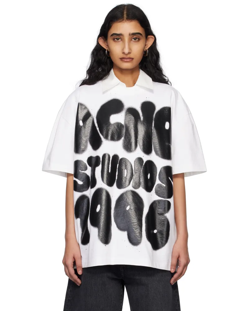 Acne Studios White Logo Relaxed Fit T-shirt 183