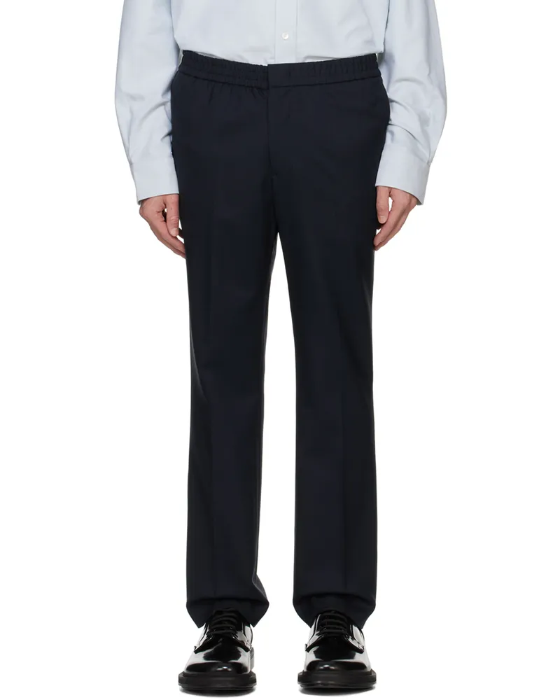 AMI Paris Navy Elasticized Waist Trousers Navy