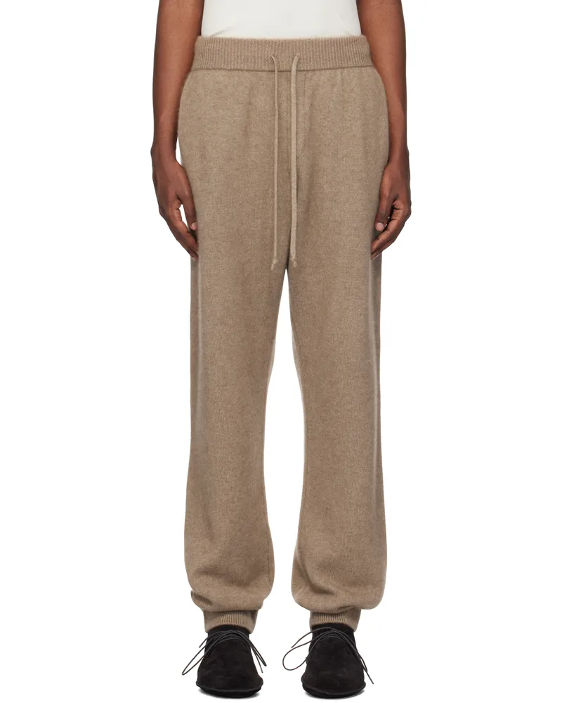 AURALEE Brown Baby Cashmere Knit Sweatpants Natural