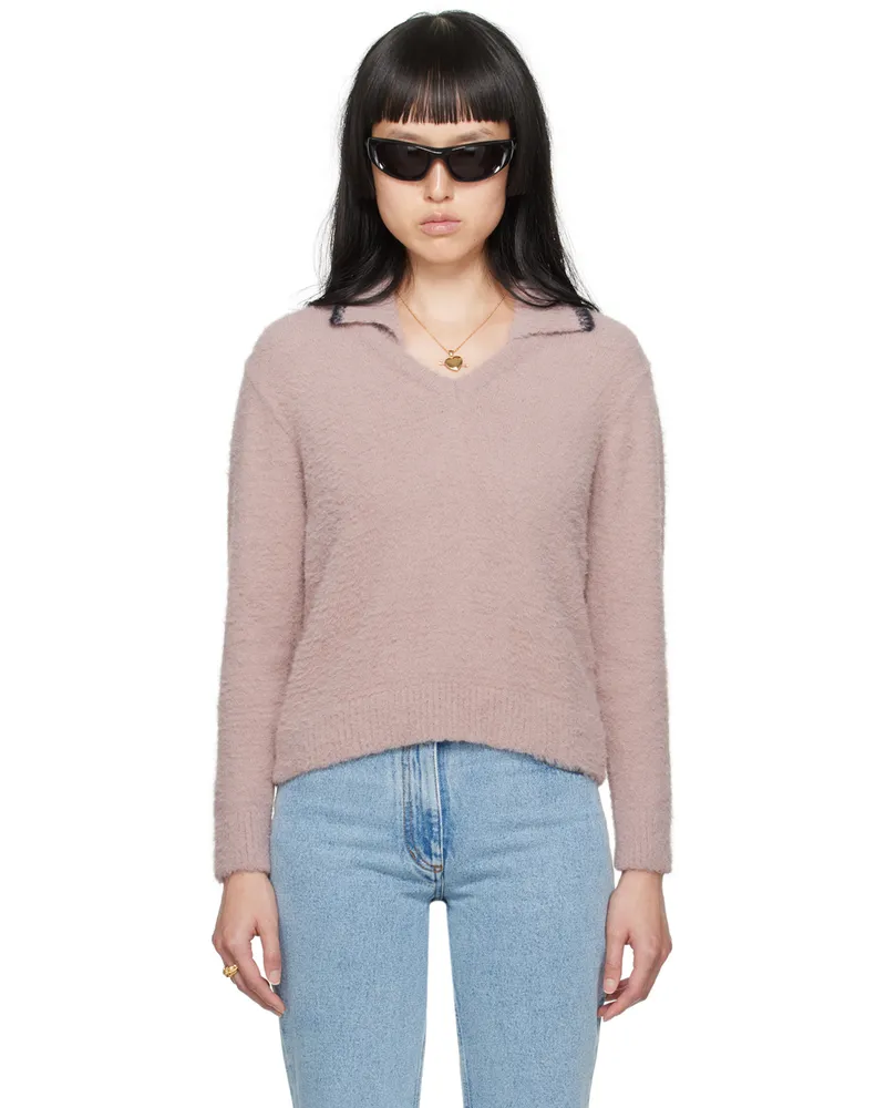 Ernest W. Baker Pink V-Neck Polo Dusty