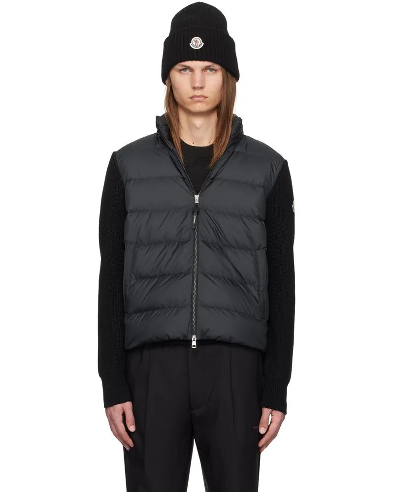 Moncler Black Padded Zip-Up Down Hoodie 999