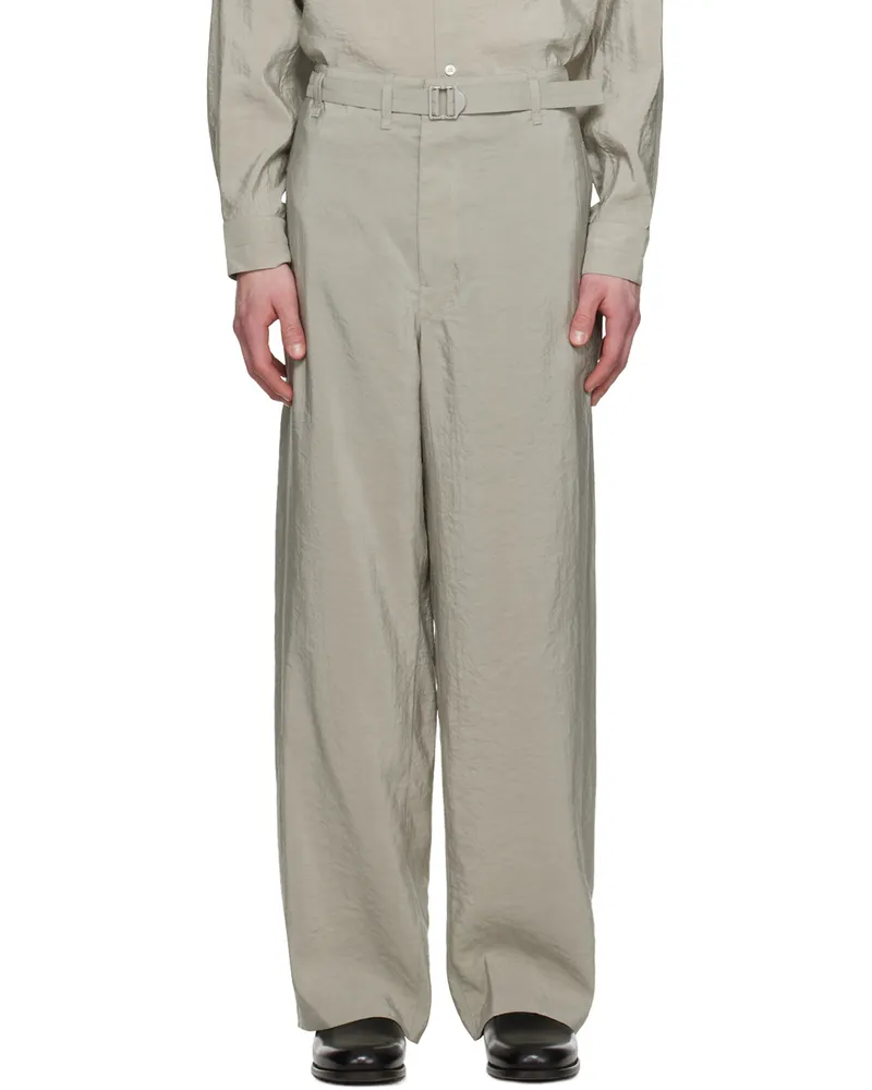 Christophe Lemaire Gray Seamless Belted Trousers Bk885