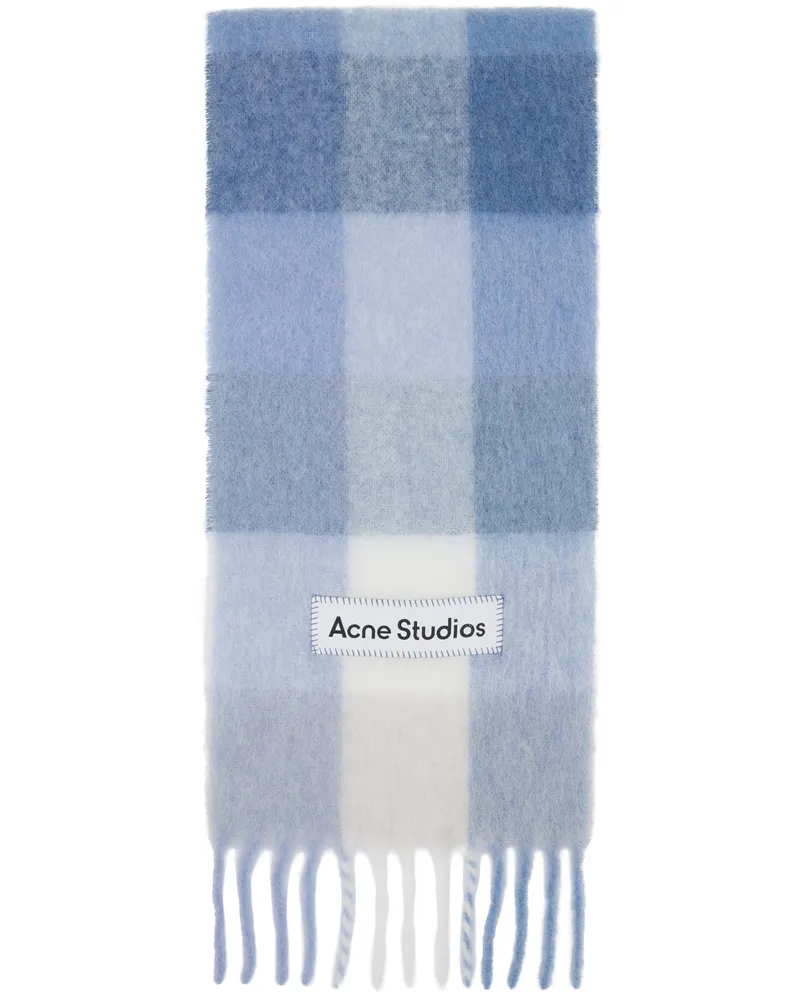 Acne Studios Blue & White Mohair Checked Scarf Dua