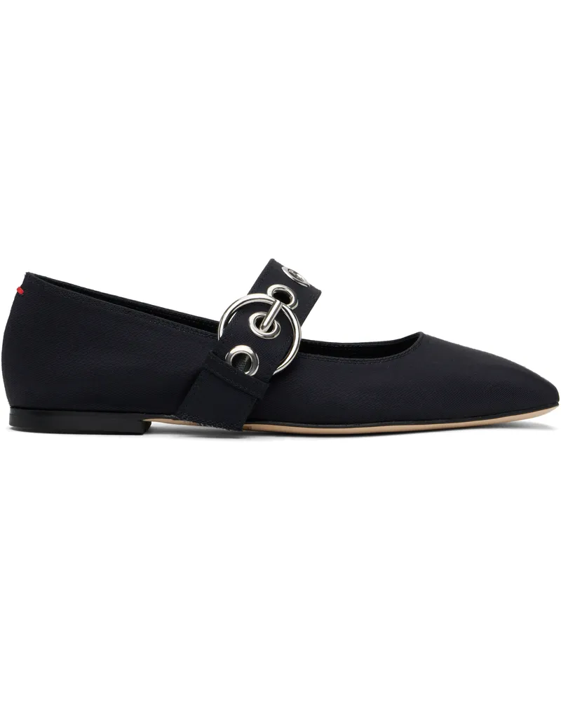 aeyde Navy Uma Eyelet Ballerina Flats Navy