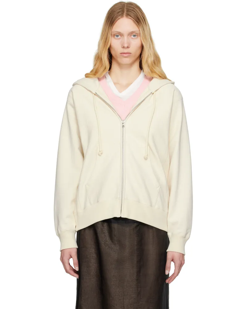AURALEE Off-White Smooth Soft Bd Sweat Zip Hoodie Smoky