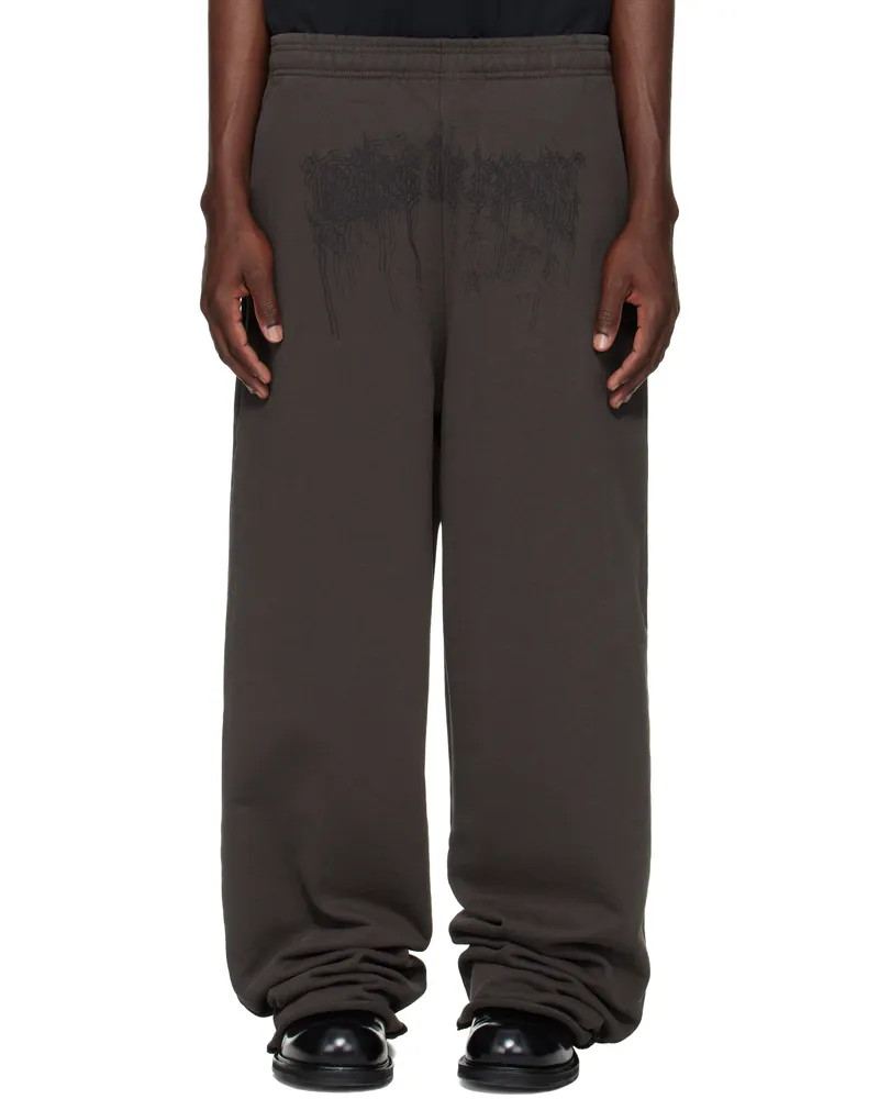 VETEMENTS Brown Cradle of Filth Dripping Logo Baggy Sweatpants Chocolate