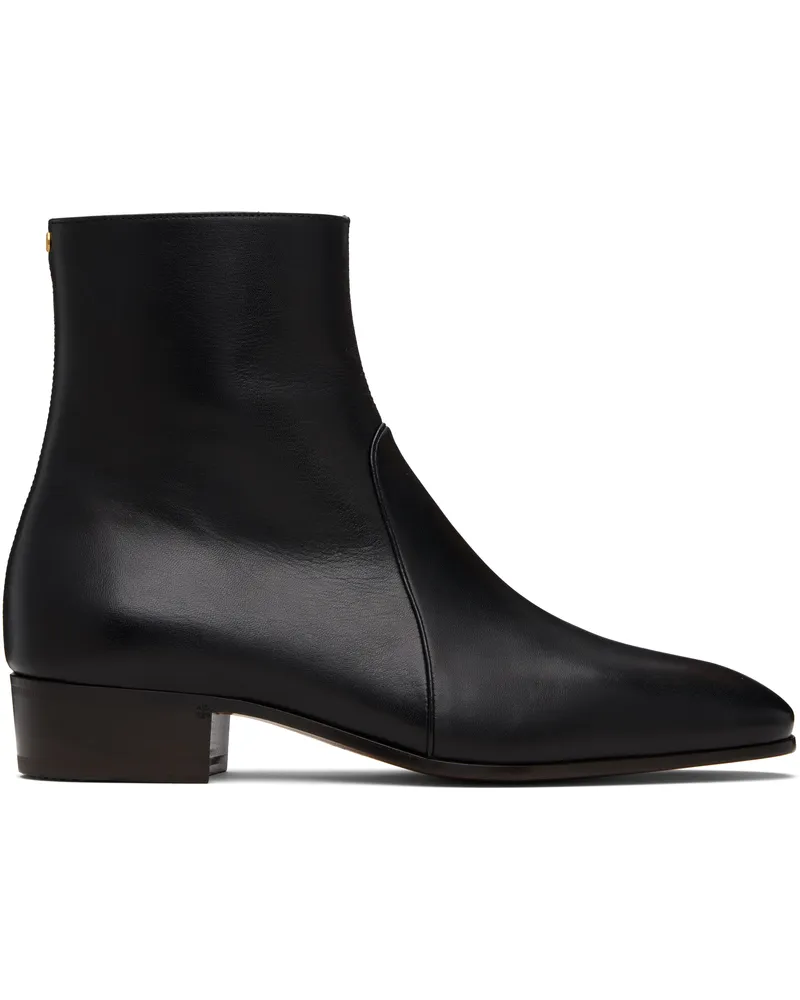 Valentino Garavani Black Pat Ankle Boots 0no