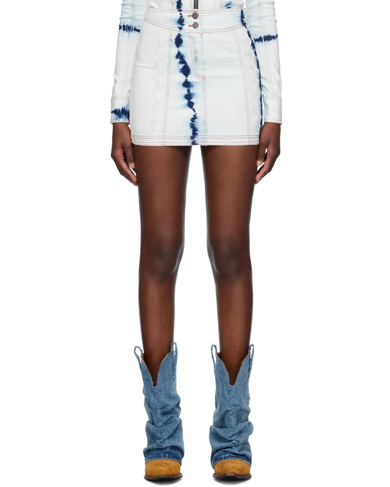 Sinead Gorey Blue Lace Denim Miniskirt White