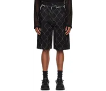 Black Chain Link Denim Shorts