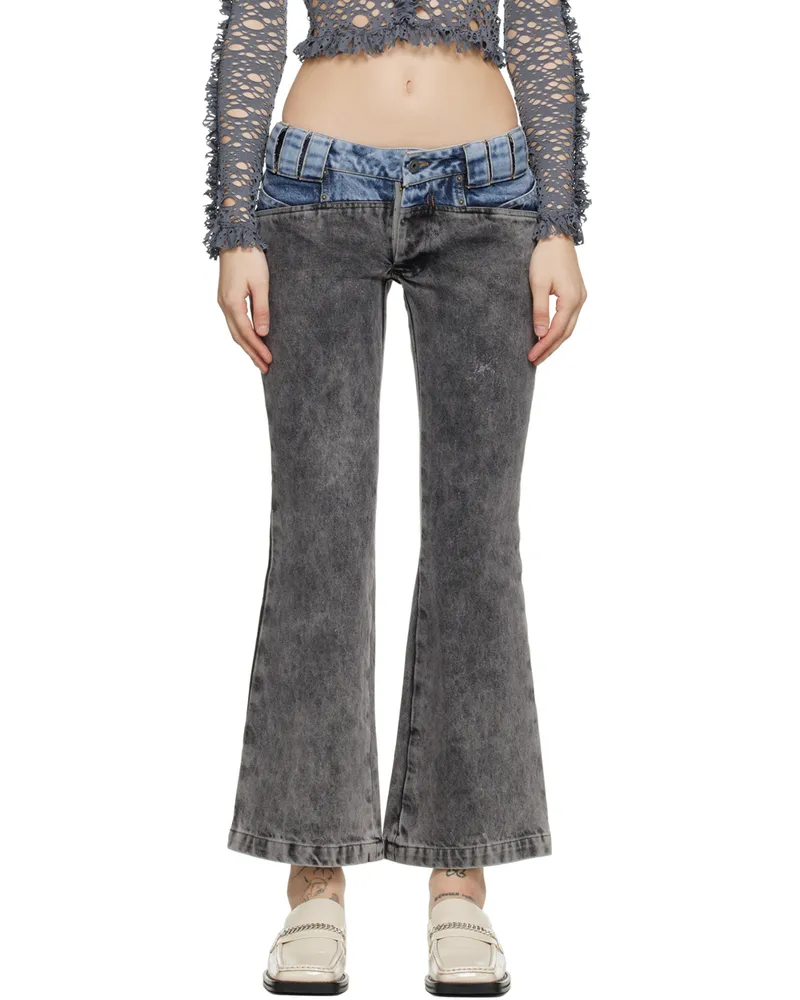 BARRAGÁN SSENSE Exclusive Blue & Black Cruz Flare Leg Jeans Acid