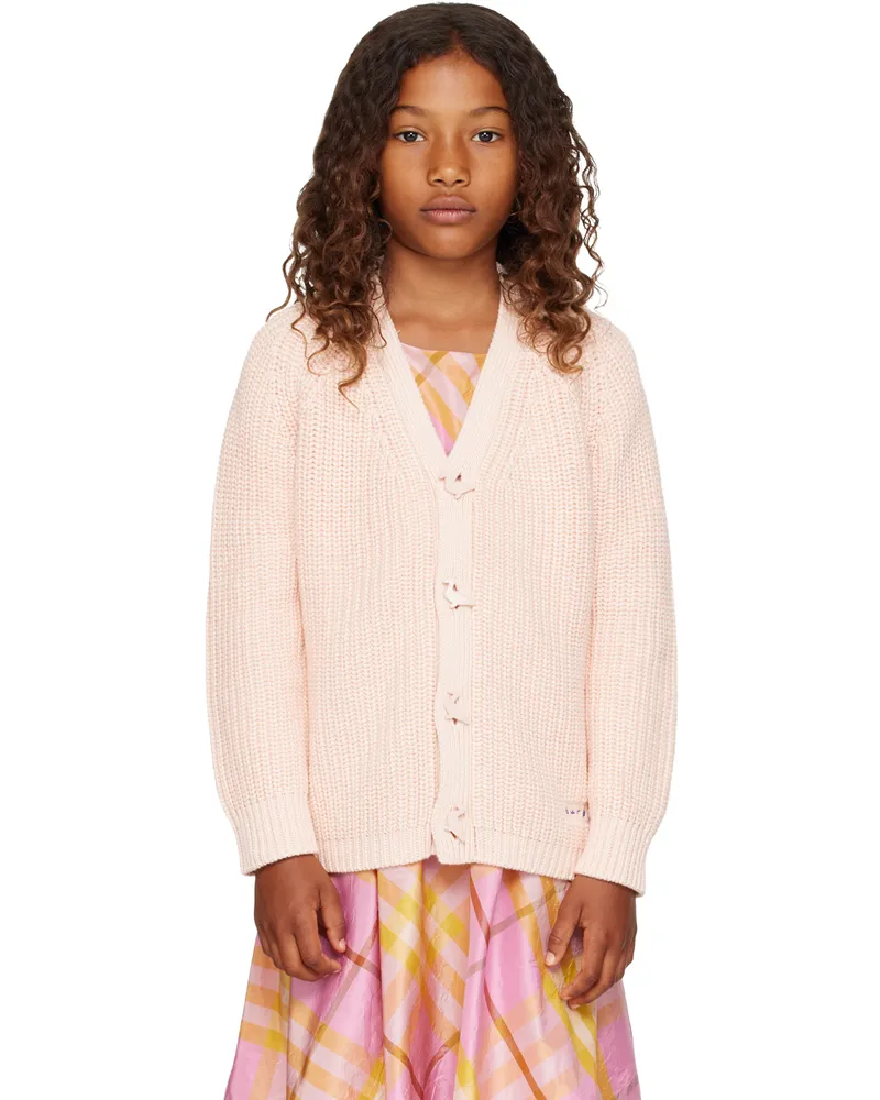 Burberry Kids Pink Cotton Cardigan Pale