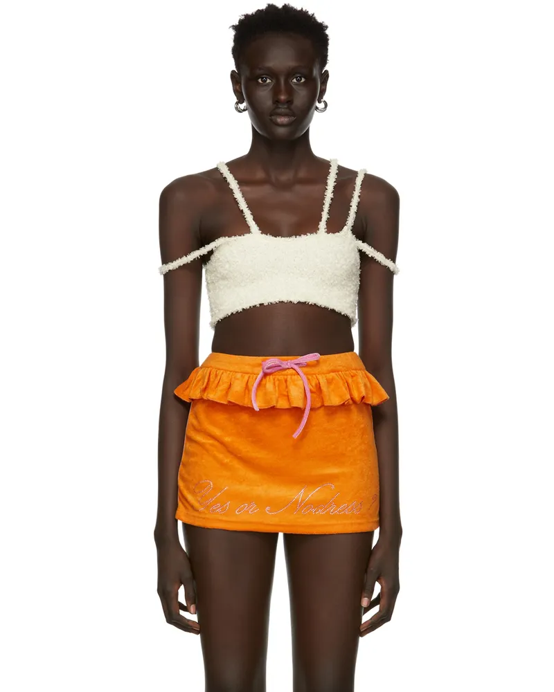 GUIZIO Off-White Bouclé Strap Tank Top Cream