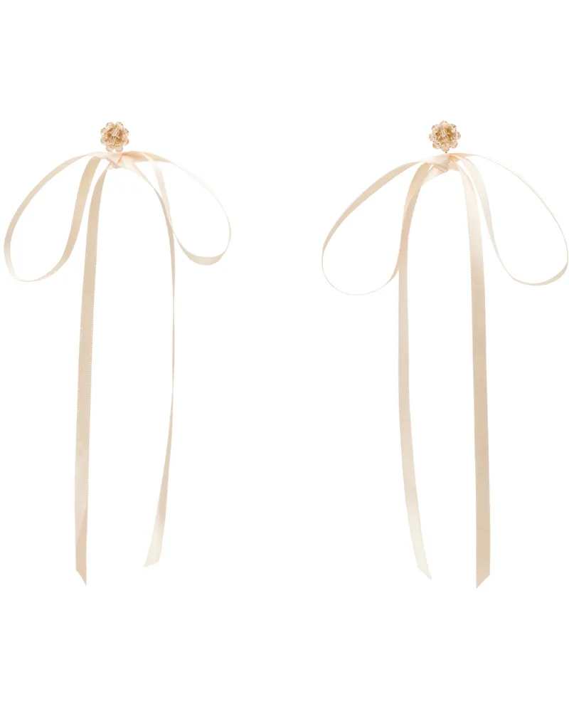 Simone Rocha Pink Bow Ribbon Stud Earrings Nude