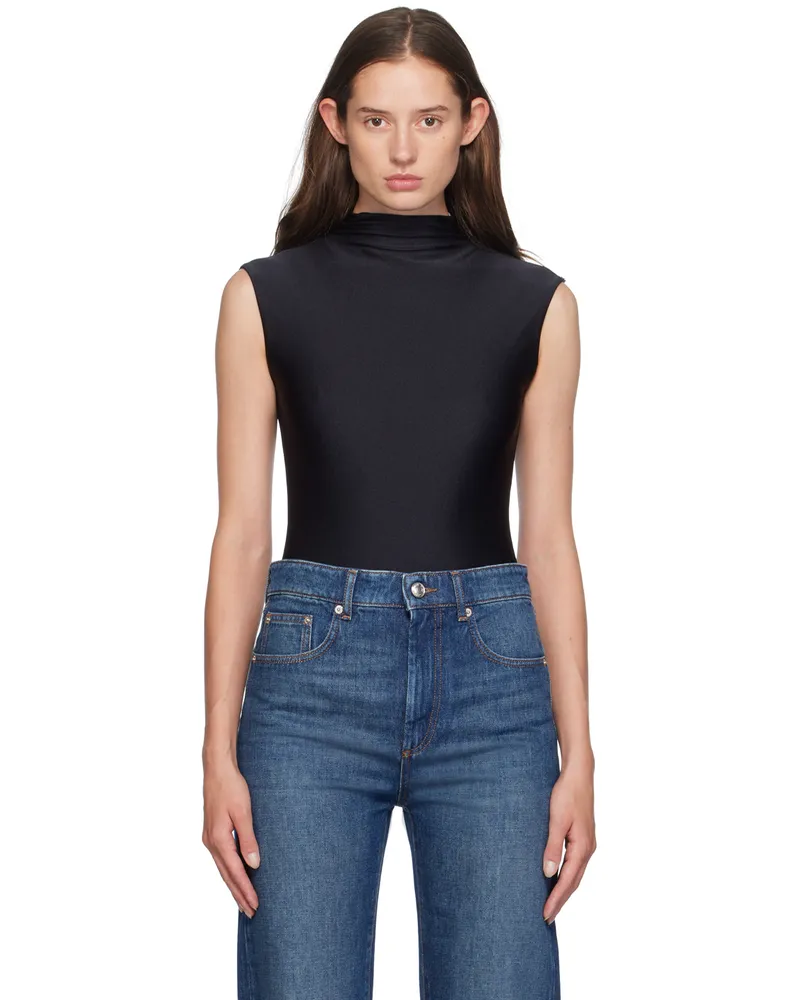 SPORTMAX Black Shiny Lycra Bodysuit 006