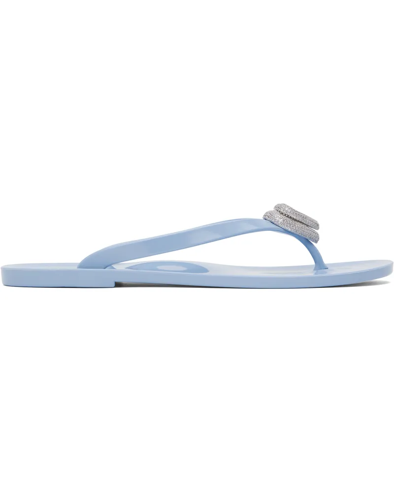 Mach & Mach Blue Double Heart Flip-Flops Sky