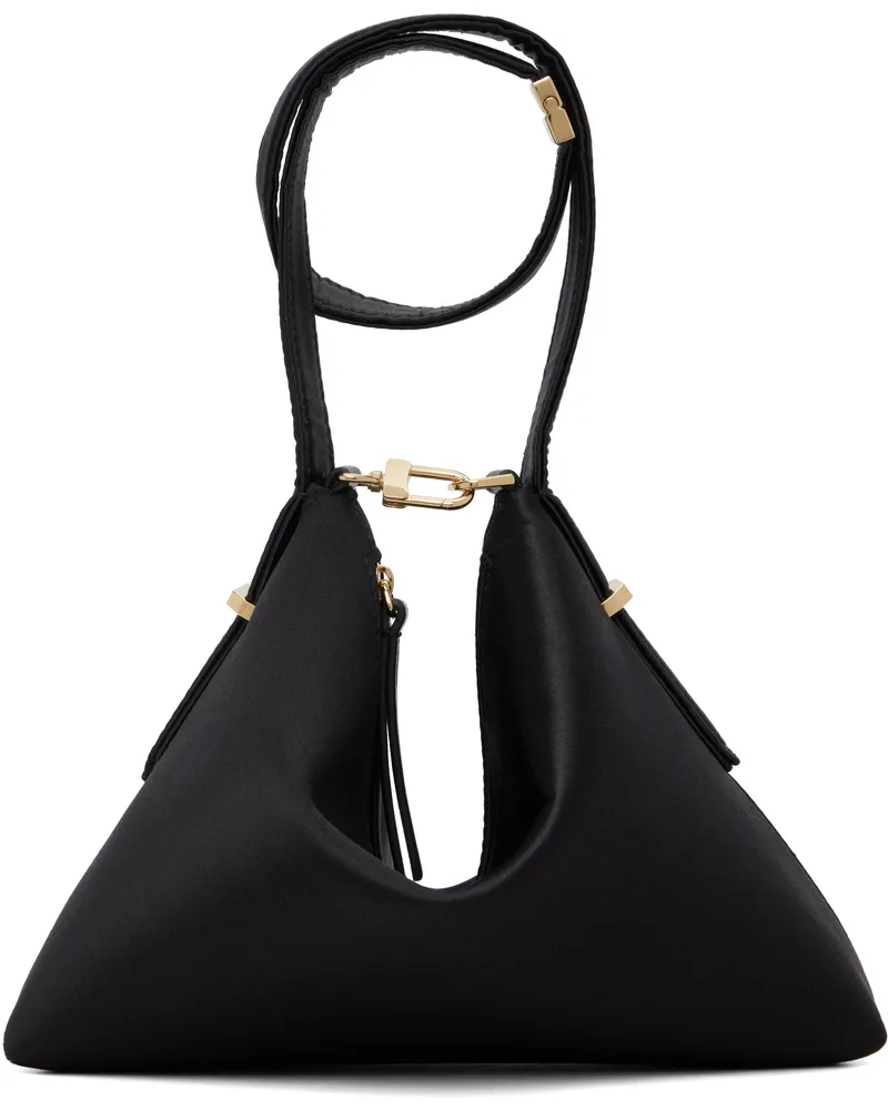 Totême Black Bevel Satin Wristlet Clutch Black