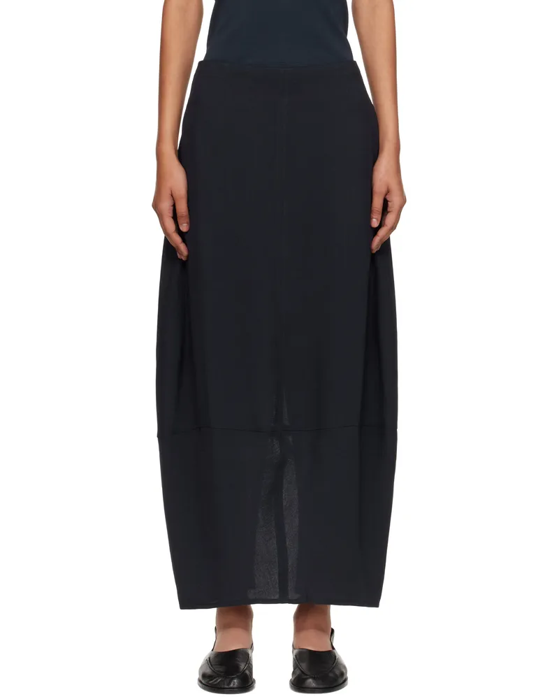 Studio Nicholson Navy Beni Midi Skirt Darkest